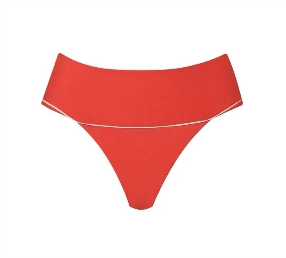 NEW PILY Q women's banded high waist bikini bottom in passion